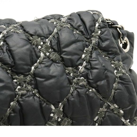 Chanel Chain Shoulder Bag Nylon Dark Gray Silver - Picture 8 of 8